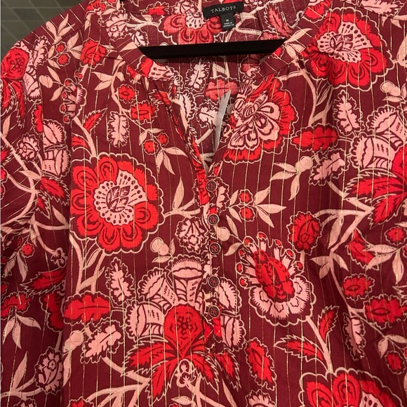 Floral Red  and Pink Blouse - Picture 2 of 3